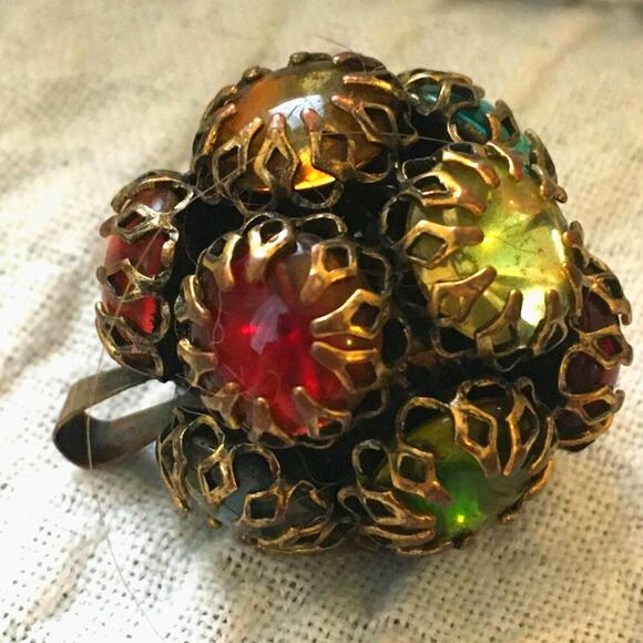 Estate late 90's Brass/Metal Disco Ball Charm - Picture 4 of 5